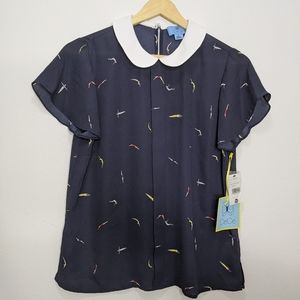 Cece Harice Collared Printed Blouse